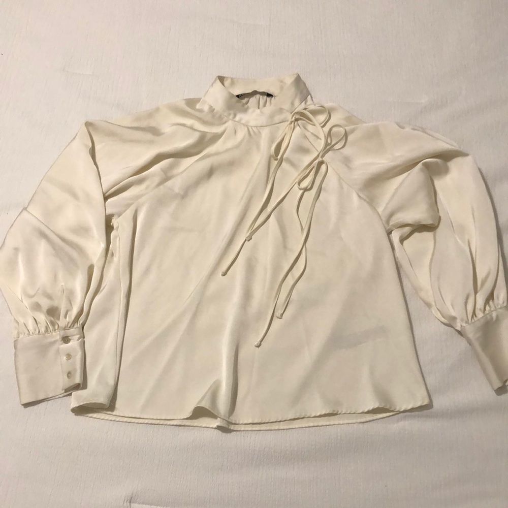 Creamy white silky blouse top